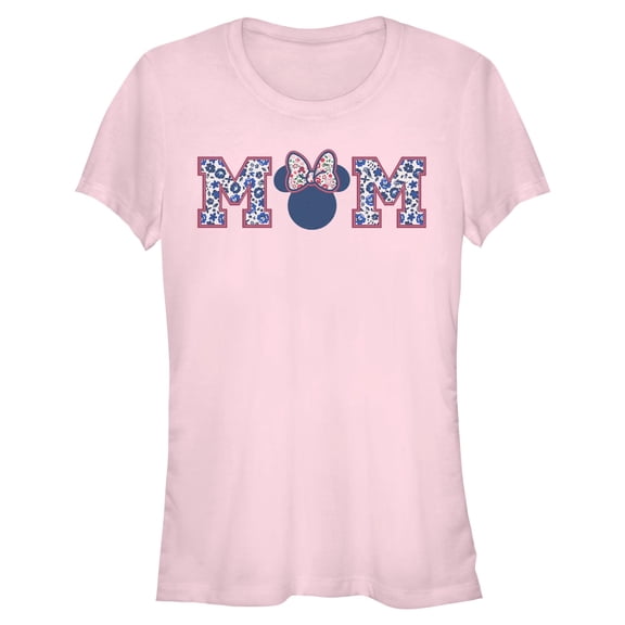 Juniors Minnie Mouse Flower Bow Icon Mom Shape T Shirt