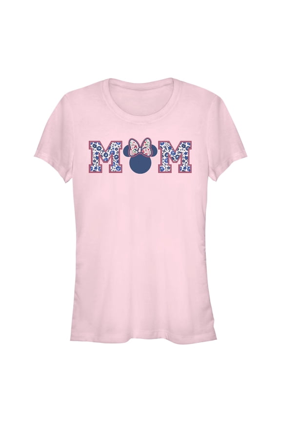 Juniors Minnie Mouse Flower Bow Icon Mom Shape T Shirt