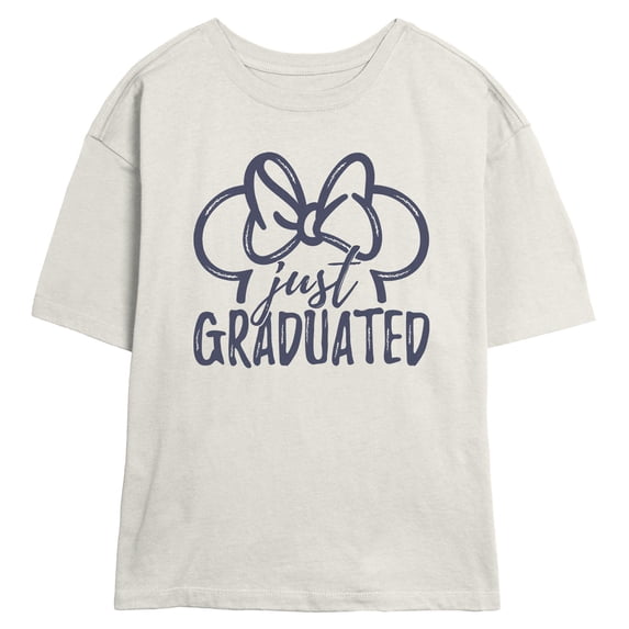 Juniors Minnie Mouse Just Graduated Bow Logo T Shirt
