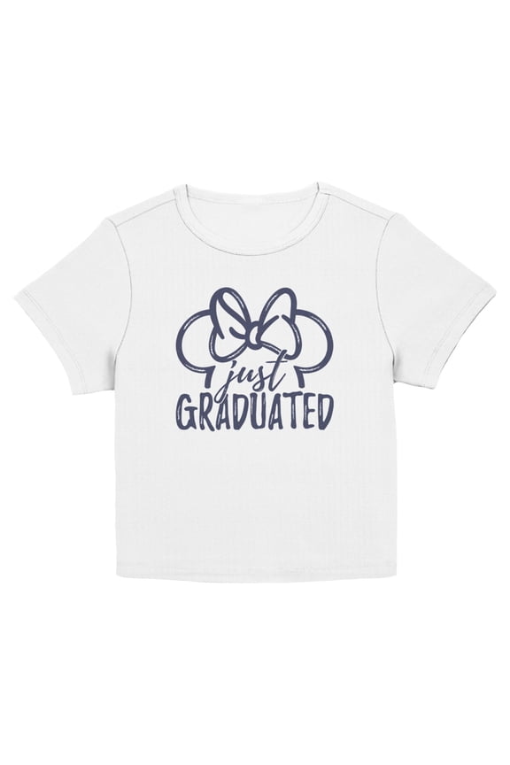 Juniors Minnie Mouse Just Graduated Bow Logo T Shirt