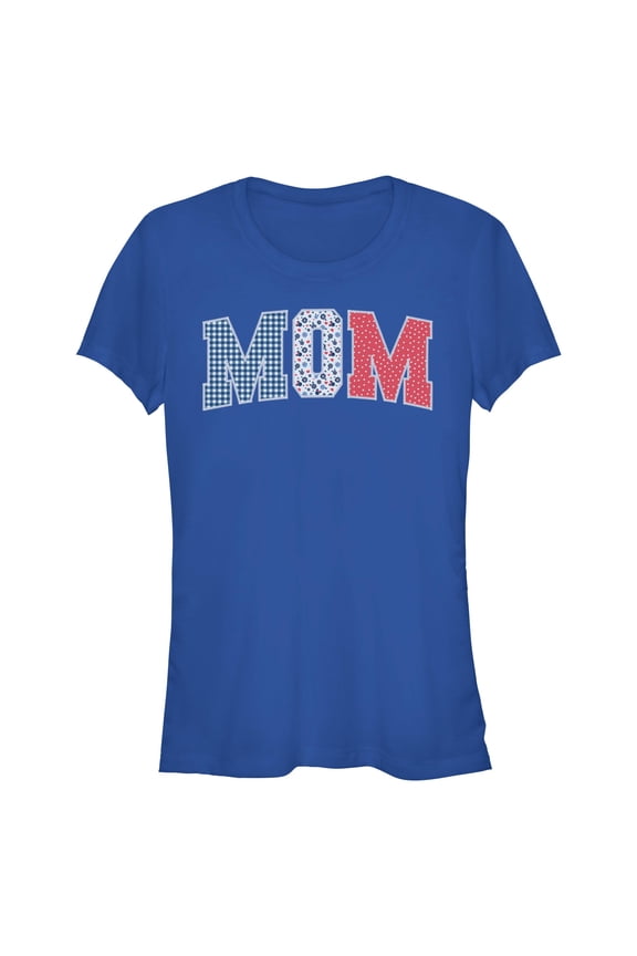 Juniors Minnie Mouse Mom Three Collegiate Patterns T Shirt