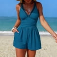 thumbnail image 1 of Juniors Modest Swimsuit One Piece Workout Set 2026 Slimming V-Neck Short Surfing Bathing Suits with Pockets for Water Sports Activities, 1 of 5
