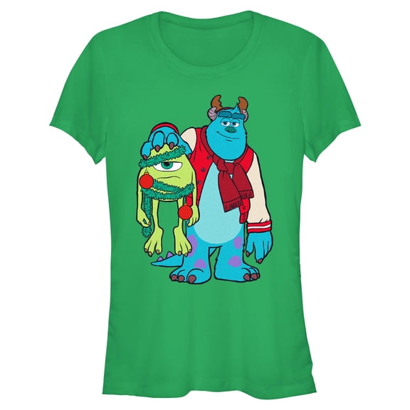 Juniors Monsters Inc Christmas Friends Sully and Mike T Shirt