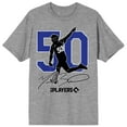thumbnail image 1 of Mookie Betts silhouette, Number 50, signature and logo on Athletic Heather Short Sleeve Adult T-Shirt-XS, 1 of 3