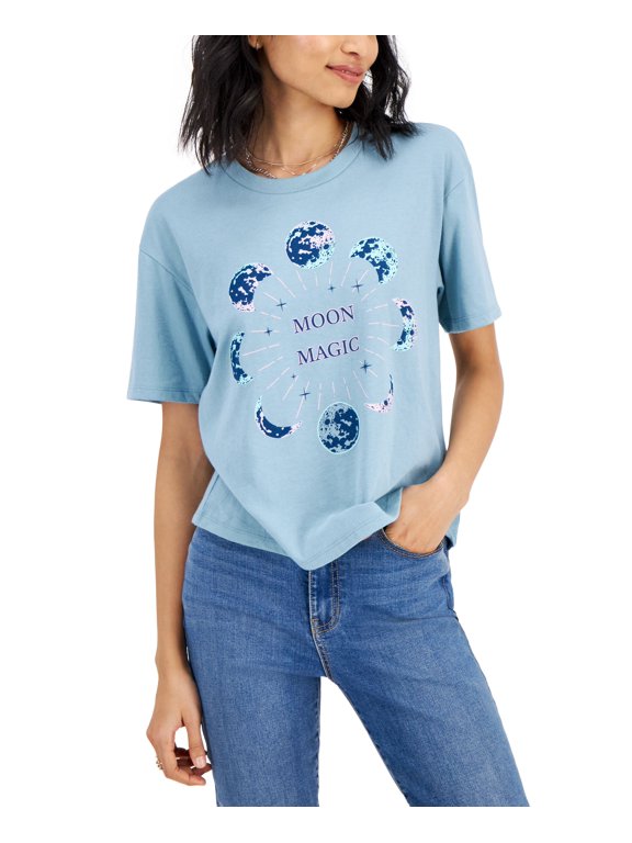 Juniors' Moon Magic Short-Sleeve T-Shirt Stone Blue S