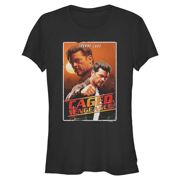 Juniors Mortal Kombat II Johnny Cage Caged Vengeance Retro Poster T Shirt