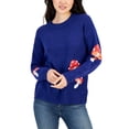 thumbnail image 1 of Juniors' Mushroom Printed Crewneck Sweater Bright Cobalt Mushroom S, 1 of 1