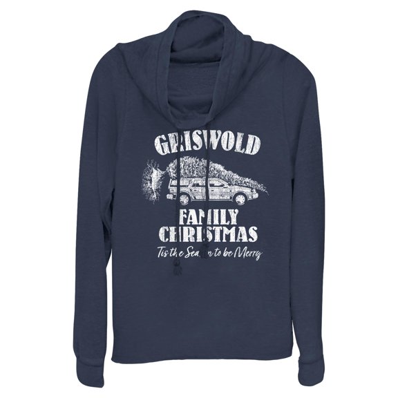 Juniors National Lampoon's Christmas Vacation Griswold Distressed Logo Cowl Neck Sweatshirt