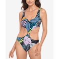 thumbnail image 1 of Juniors' Night Life High-Leg One-Piece Swimsuit Black Multi M, 1 of 1