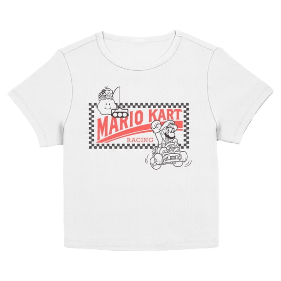 Juniors Nintendo Racing Car Logo Outline T Shirt