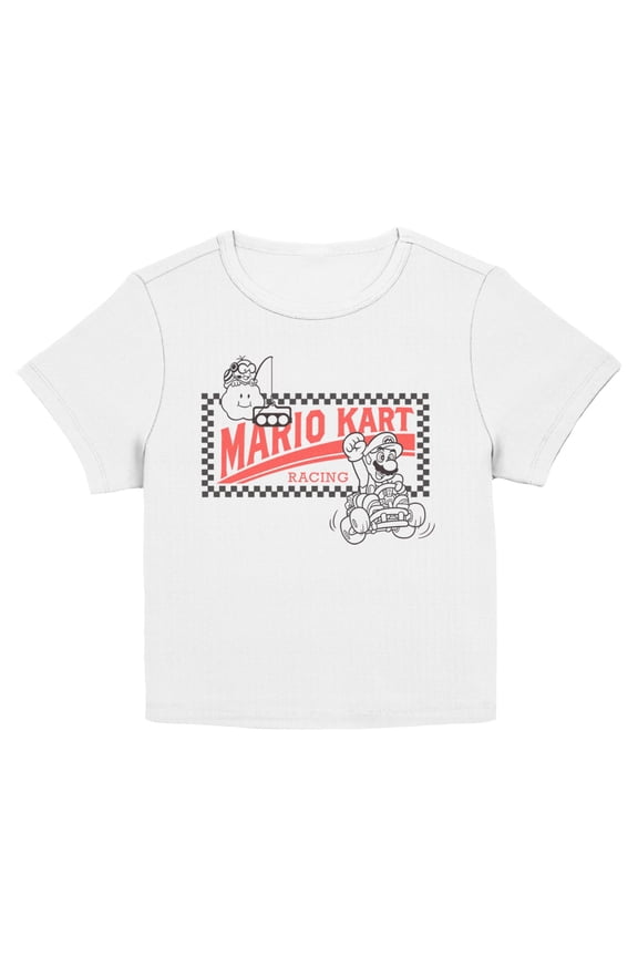Juniors Nintendo Racing Car Logo Outline T Shirt