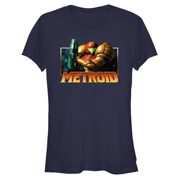 Juniors Nintendo Samus Metallic Frame Badge T Shirt