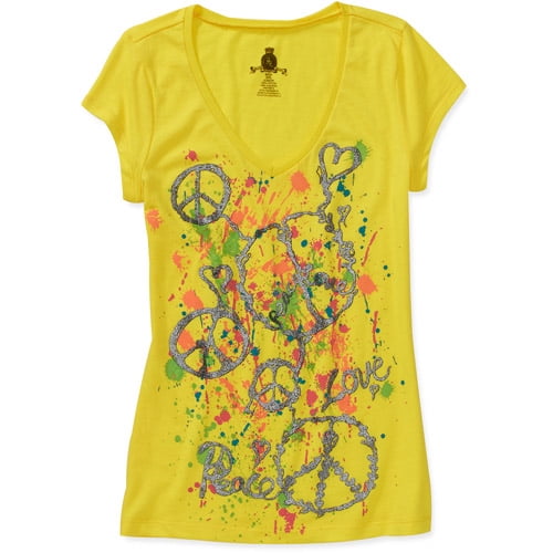 Juniors Peace Doodle Graphic Tee