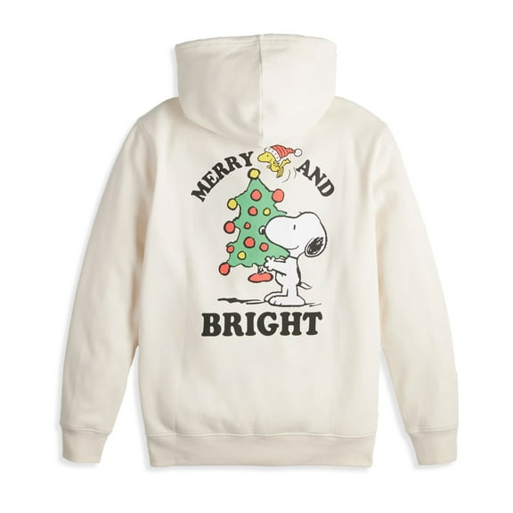Peanuts Snoopy Woodstock Men's Hoodie Merry & Bright Front & Back Design