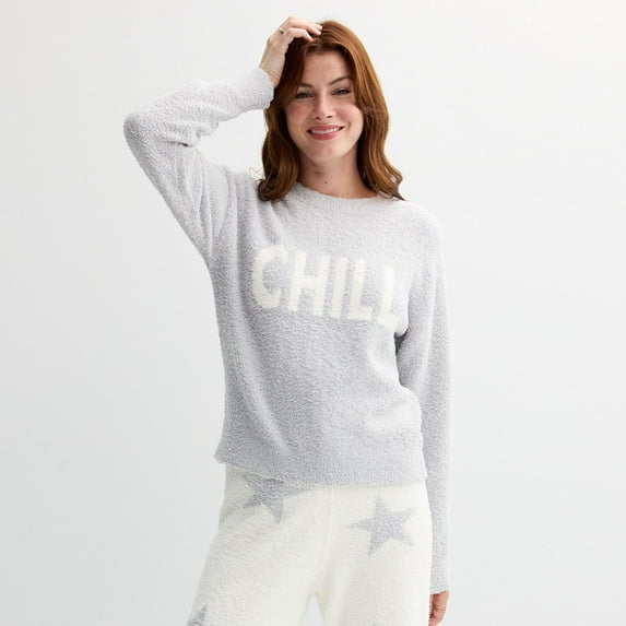 Juniors' Pink Republic Teddy Graphic Sweatshirt Color: Silver Chill Size: MEDIUM