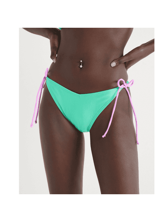 Juniors Teal String Bikini Bottoms Tie Side Swimwear, Size X-Large (1517)