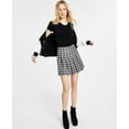 thumbnail image 1 of Juniors' Plaid Pleated Skirt Black Plaid XL, 1 of 1