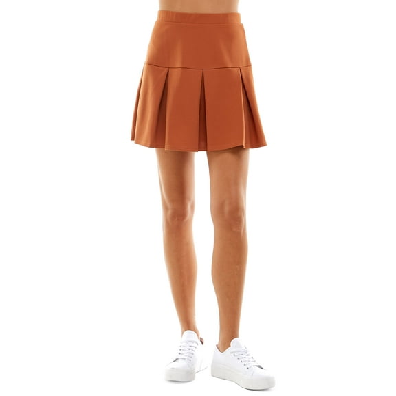 Juniors' Pleated Skirt Amber Brown XS