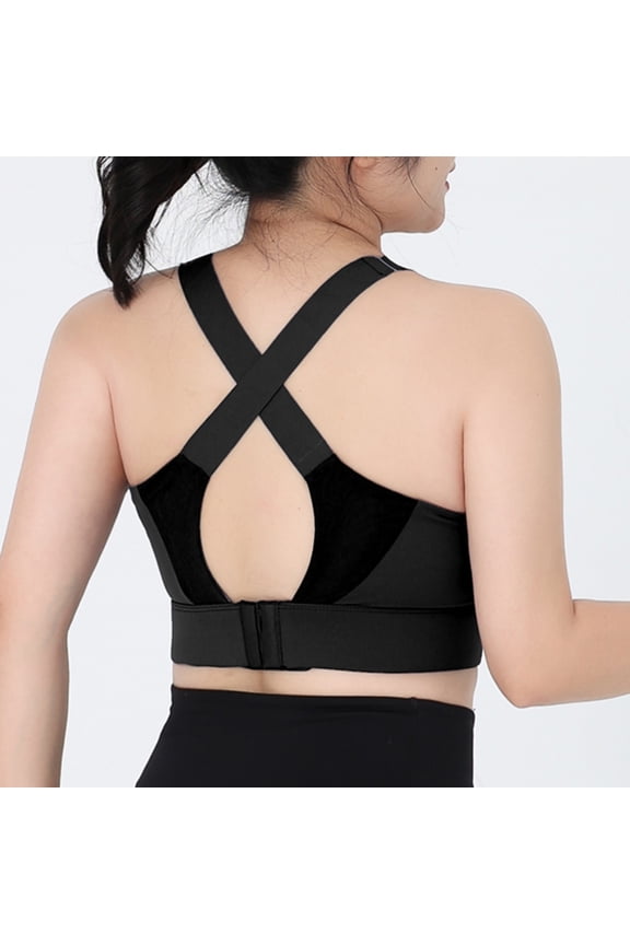 Juniors Plus Size Sports Bras Racerback Push Up High Impact Adjustable Straps Gym Workout Bras