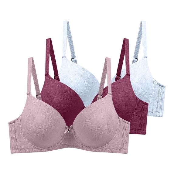 Juniors Plus Size Underwired Bras,Lightly Lined Push Up Supportive Minimizer Bras 3 Pack