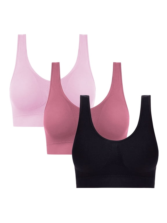 Juniors Plus Sports Bras,Seamless Wire-Free Bralette,High Supportive Breathable Camisoles 3 Pack