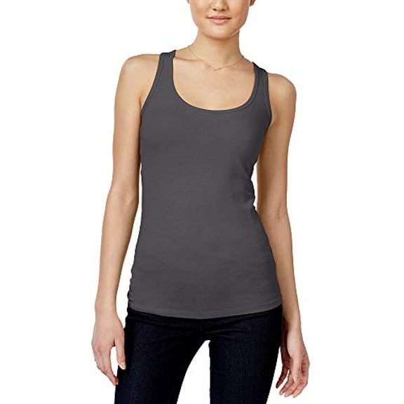 Juniors' Racerback Tank Top Charcoal Heather L