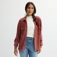 thumbnail image 1 of Juniors' Rewind Waffle Snap Front Knit Shacket Color: Chilli Pepper Size: SMALL, 1 of 4