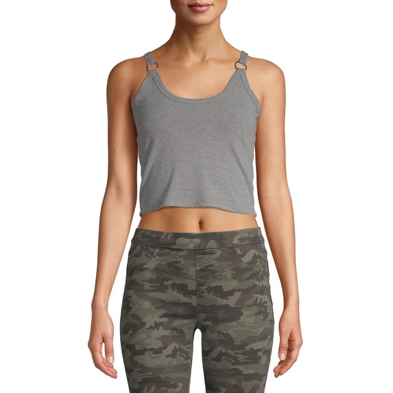 Juniors' Rib Knit Spaghetti Strap Tank w/ Hardware