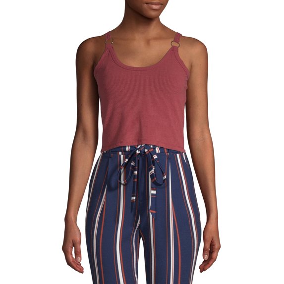 Juniors' Rib Knit Spaghetti Strap Tank w/ Hardware