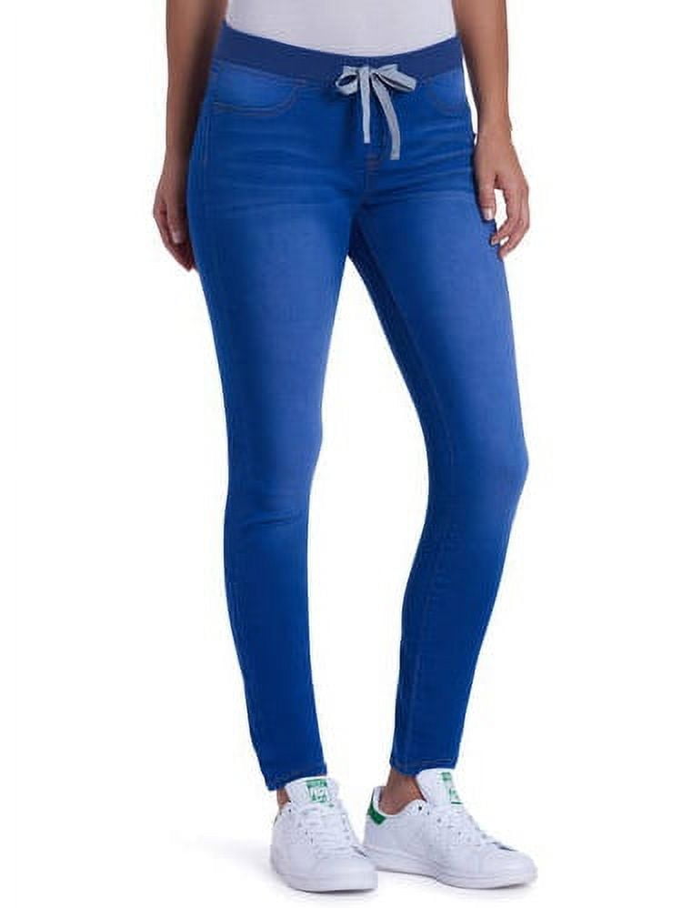 Juniors' Ribbed Waist Pull-On Skinny Dorm Jegging Jeans