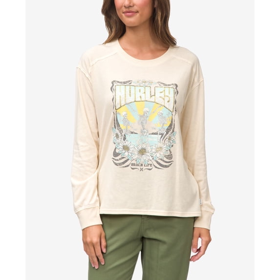 Juniors' Rileey Rogue Graphic Long-Sleeve T-Shirt Winter White S