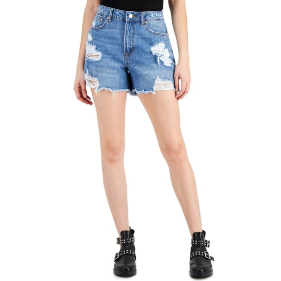 Juniors' Ripped Denim Boyfriend Shorts Hedley 7