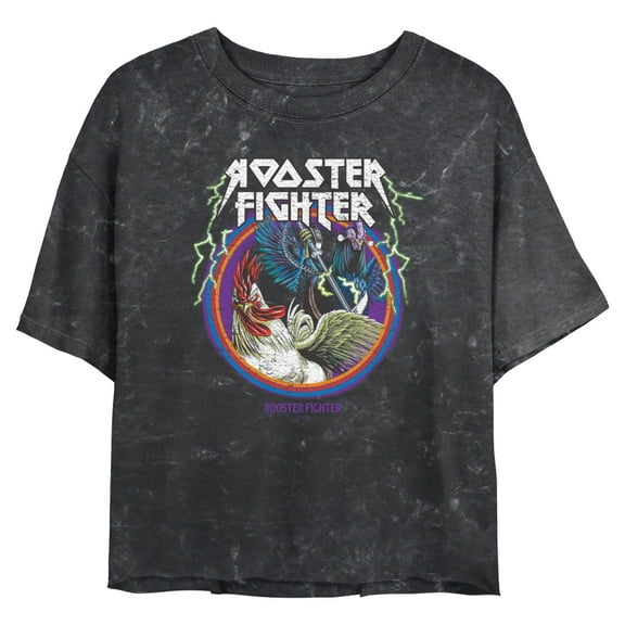 Juniors Rooster Fighter Distressed Retro Badge T Shirt