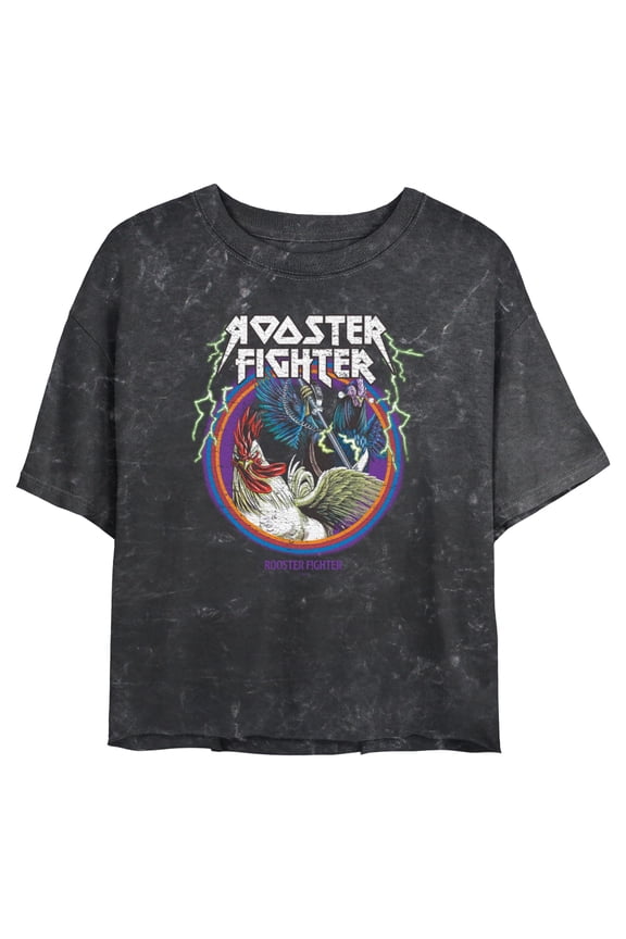 Juniors Rooster Fighter Distressed Retro Badge T Shirt