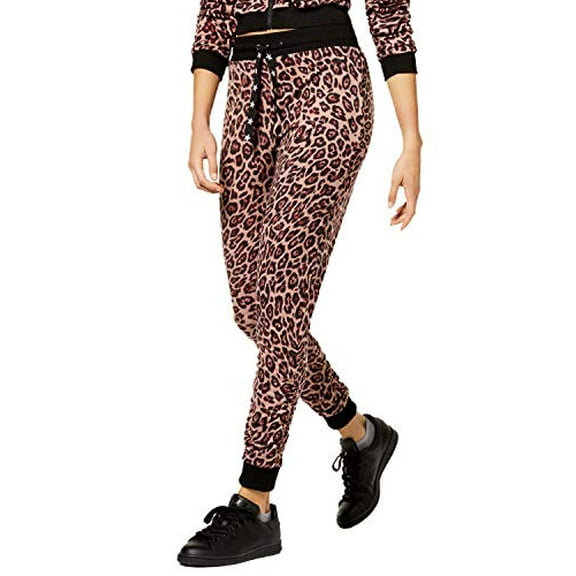 Juniors' Ruched-Leg Jogger Pants Black Leopard M