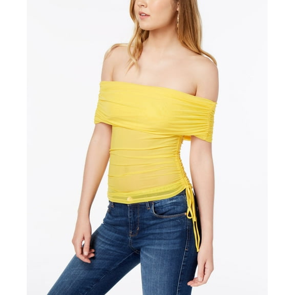Juniors' Ruched Off-The-Shoulder Top Dandellion L
