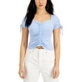 thumbnail image 1 of Juniors' Ruched Square Neck Top Light Blue S, 1 of 1