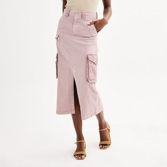 Juniors' SO® Cargo Maxi Skirt Color: Muted Plum Size: MEDIUM