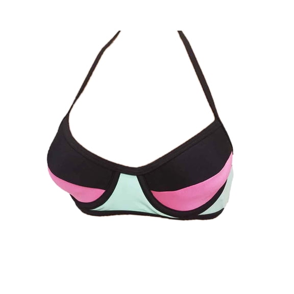 Juniors SO Colorblock Bikini Top Black,Pink,Green X-Small