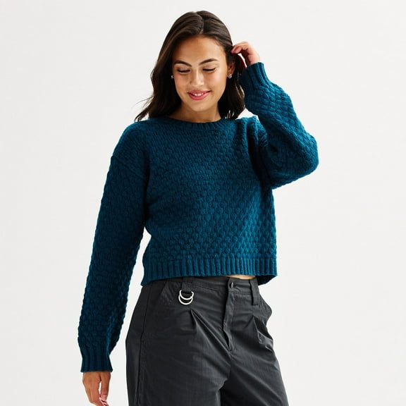 Juniors' SO® Crewneck Drop-Shoulder Pullover Color: Beyond Navy Size: MEDIUM