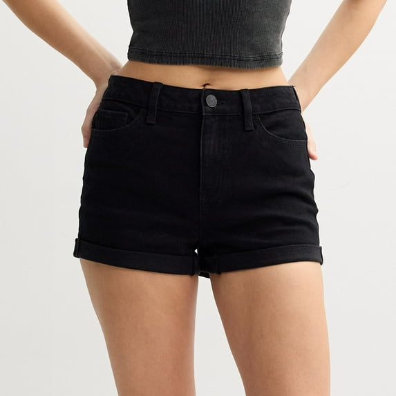 Juniors' SO® High-Rise Shortie Shorts Color: Black Size: 13