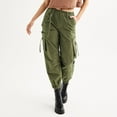 thumbnail image 1 of Juniors' SO® High Rise Strap Cargo Joggers Color: Carlin Olive Size: L SHORT, 1 of 4