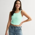 thumbnail image 1 of Juniors' SO® Scoop Neck Drapey Ribbed Tank Top Color: Iced Aqua Size: MEDIUM, 1 of 4