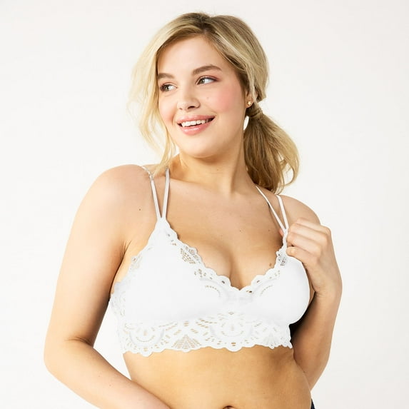 Juniors' SO® Strappy Lace Bralette SO51-020 Color: White Size: MEDIUM