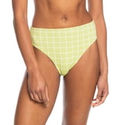 Juniors Salty Shine Printed High-Leg Bikini Bottoms Linden Green Check Me Out L