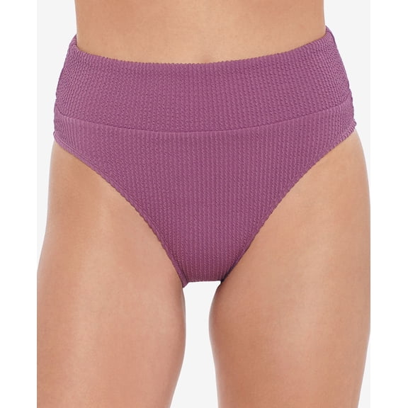 Juniors' Sandy Rib High-Waist Bikini Bottoms Mauve S