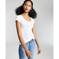 thumbnail image 1 of Juniors' Scoop-Neck Cap-Sleeve T-Shirt White M, 1 of 2