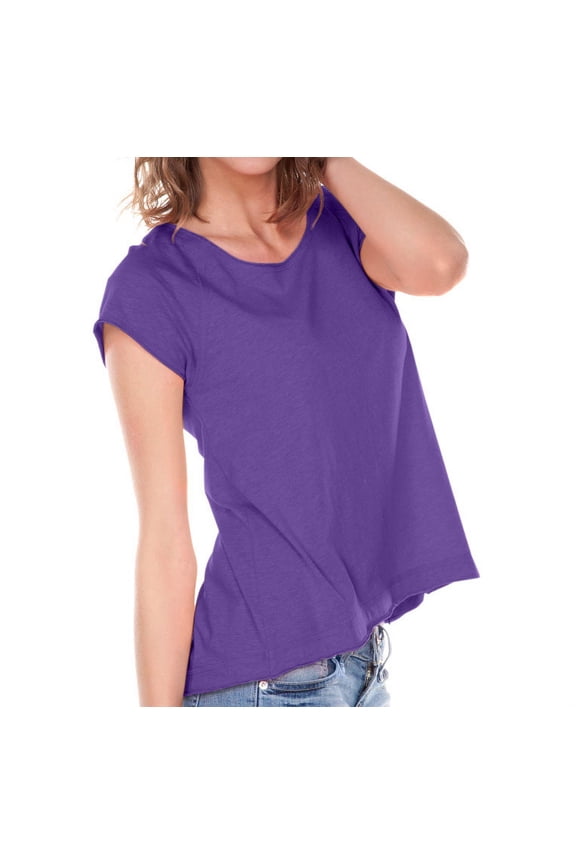 Juniors Sheer Jersey Raw Edge High Low Raglan Short Sleeve, Style JJP0637