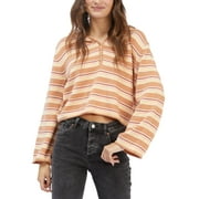 Juniors' Side Swipe Striped Hoodie Poncho Toasted Nut Retro Rays Stripe M