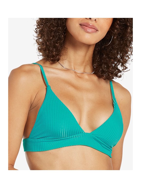 Juniors' Simply Rib Triangle Bikini Top Teal L
